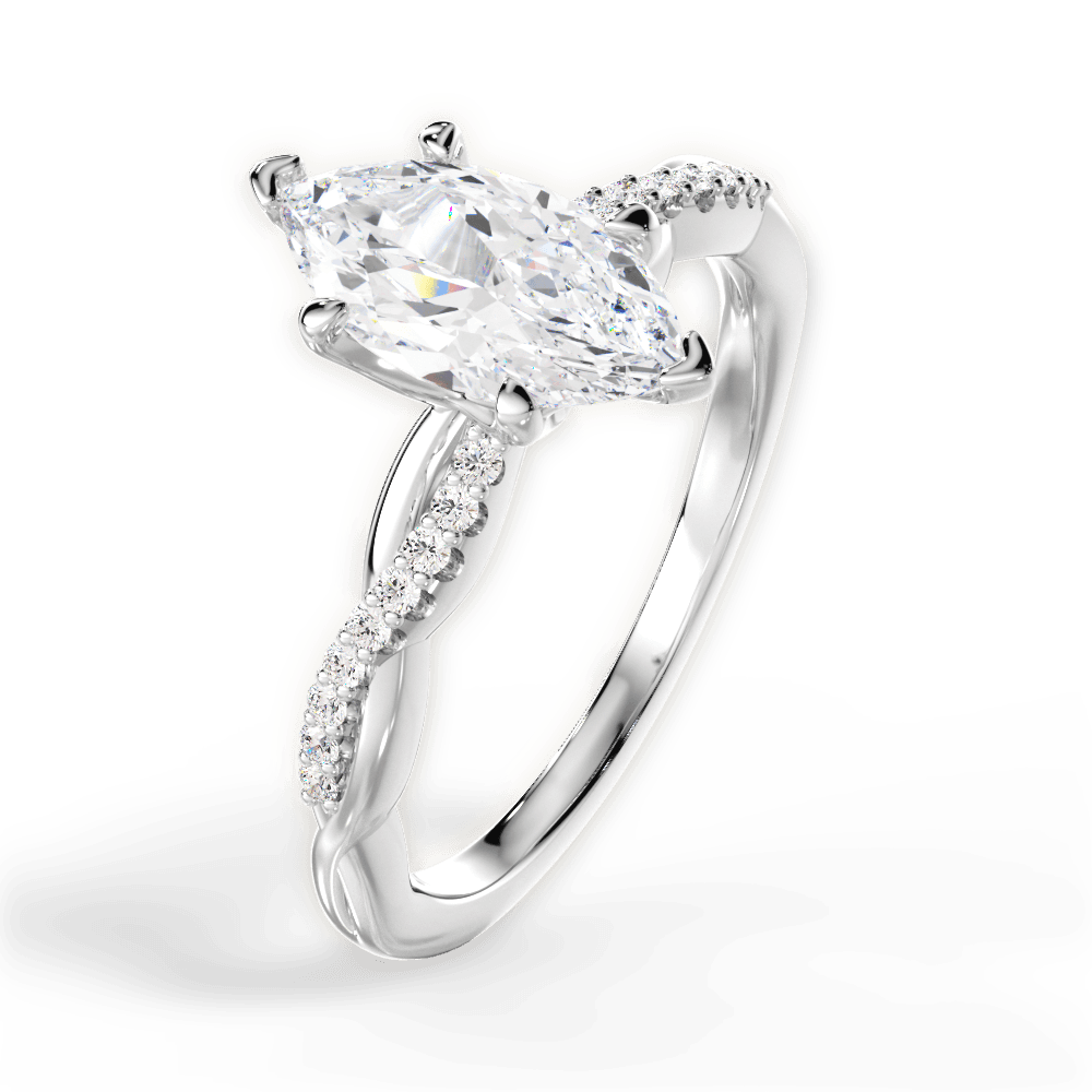 Charlotte Marquise Cut Lab Grown Diamond 14Kt White Gold Engagement Ring - View 3