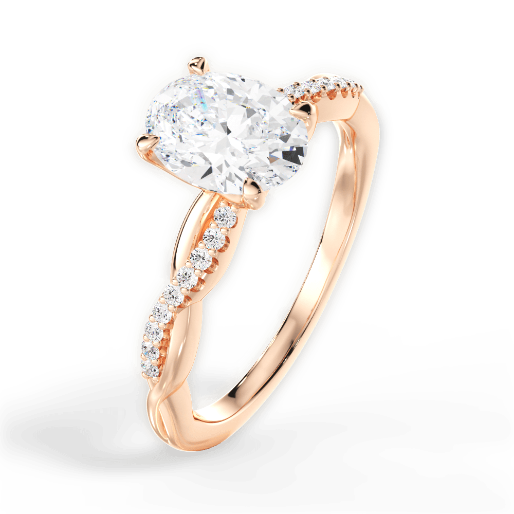 Charlotte Oval Cut Lab Grown Diamond 18Kt Rose Gold Engagement Ring - View 3