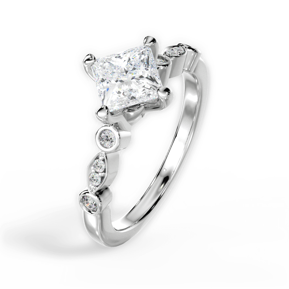 Catherine Princess Cut Lab Grown Diamond 18Kt White Gold Engagement Ring - View 4