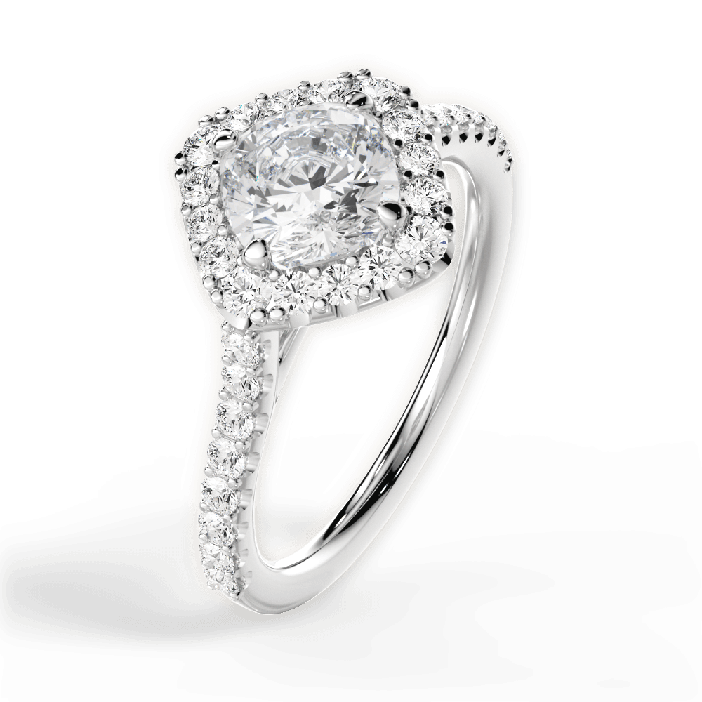 Jackie Cushion Cut Lab Grown Diamond Platinum Engagement Ring - View 2