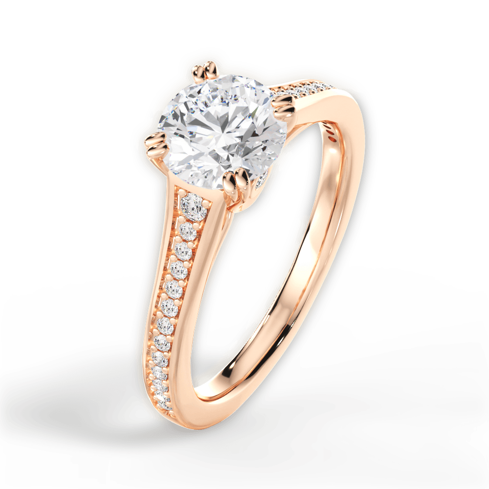 Delia Round Cut Lab Grown Diamond 18Kt Rose Gold Engagement Ring - View 3