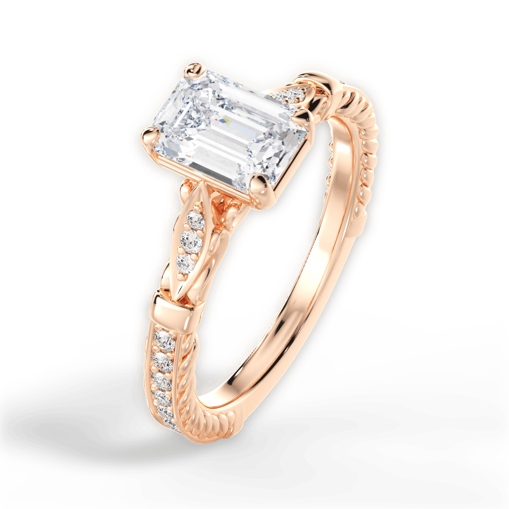 Gabriela Emerald Cut Lab Grown Diamond 18Kt Rose Gold Engagement Ring - View 3