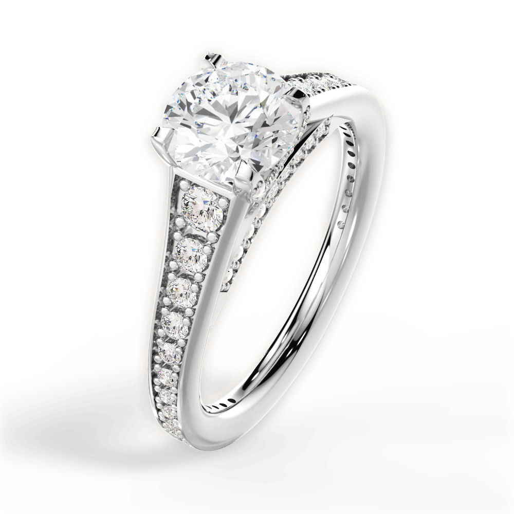 Leslie Round Cut Lab Grown Diamond Platinum Engagement Ring - View 2