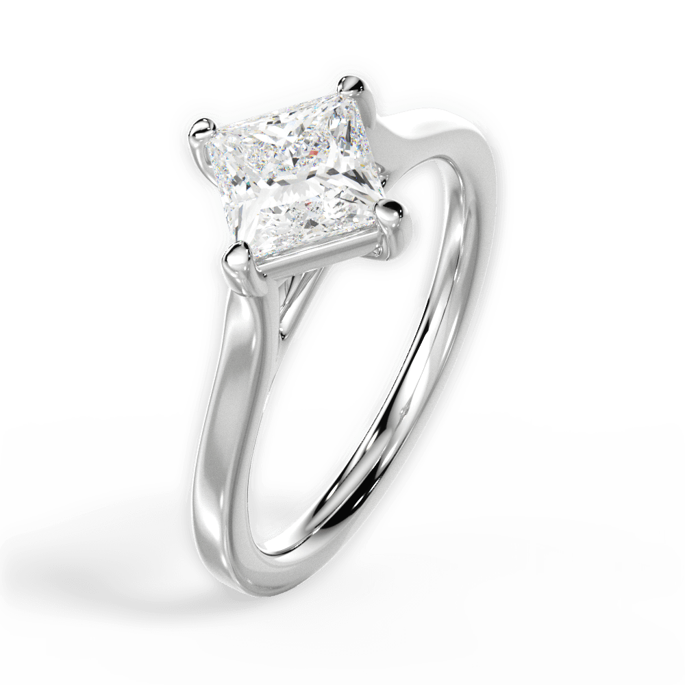 Bernadette Princess Cut Lab Grown Diamond 18Kt White Gold Engagement Ring - View 4