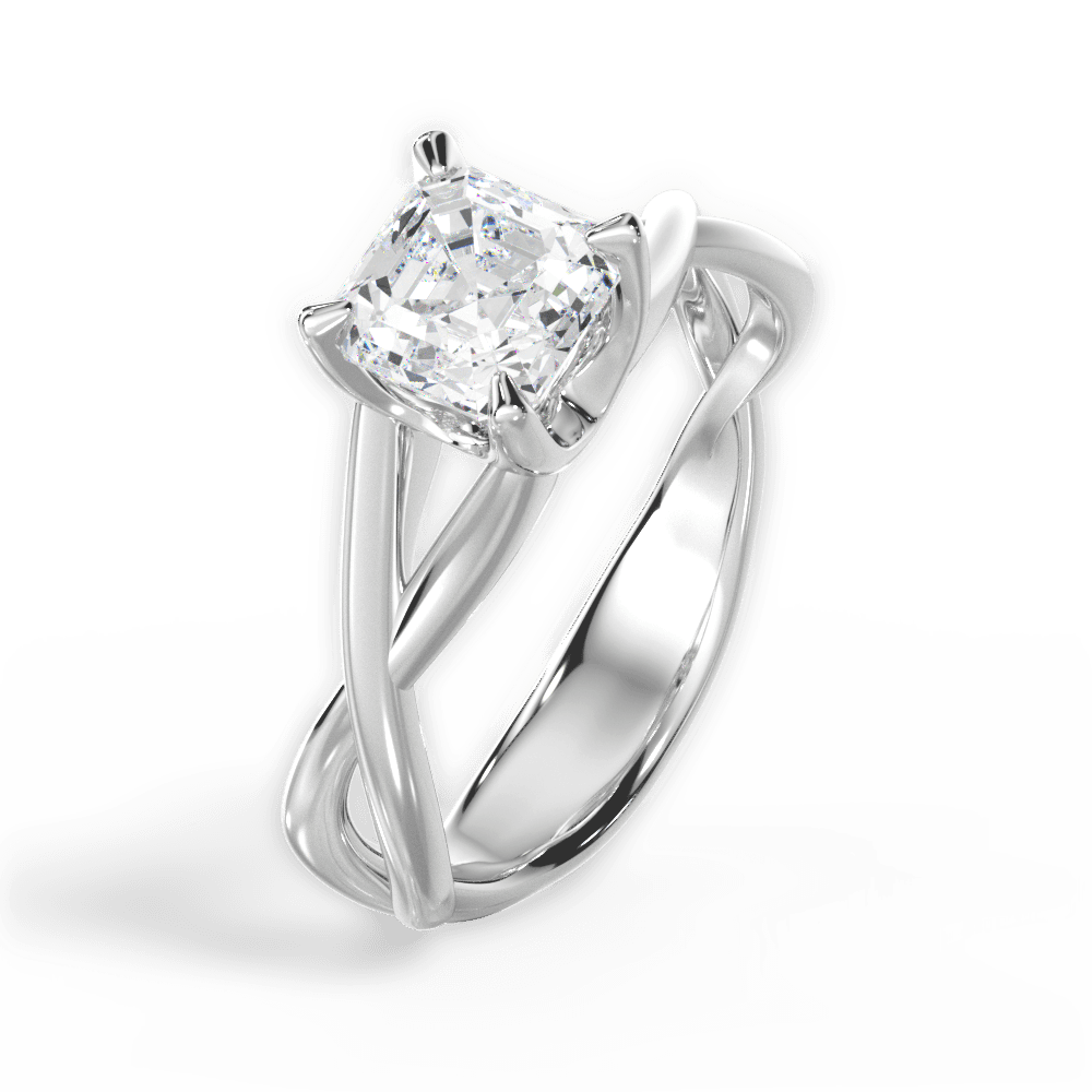 Aubrey Asscher Cut Lab Grown Diamond Platinum Engagement Ring - View 3