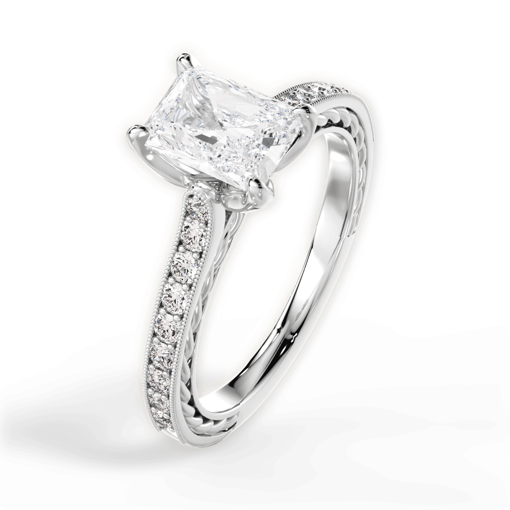 Gilda Radiant Cut Lab Grown Diamond 18Kt White Gold Engagement Ring - View 2