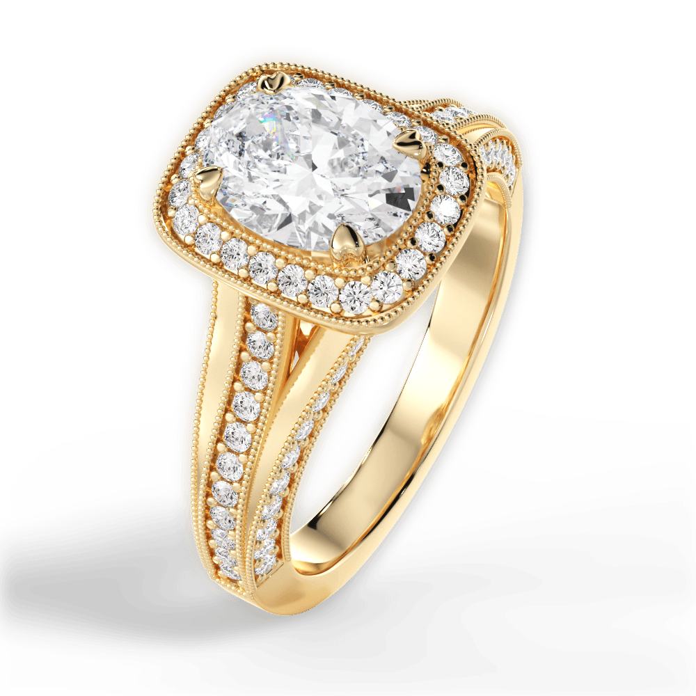 Lillian Oval Cut Lab Grown Diamond 18Kt Yellow Gold Engagement Ring - View 3