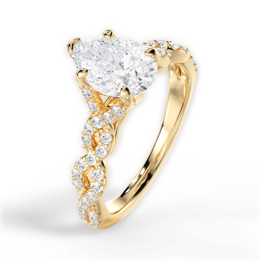 Justine Pear Cut Lab Grown Diamond 18Kt Yellow Gold Engagement Ring - View 3