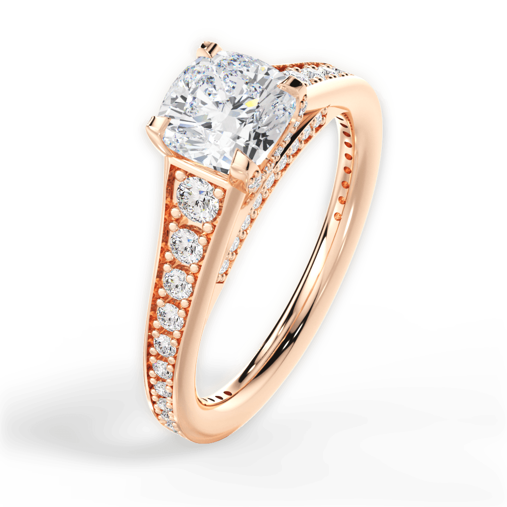 Leslie Cushion Cut Lab Grown Diamond 18Kt Rose Gold Engagement Ring - View 4