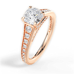 Leslie Cushion Cut Lab Grown Diamond 18Kt Rose Gold Engagement Ring - View 4