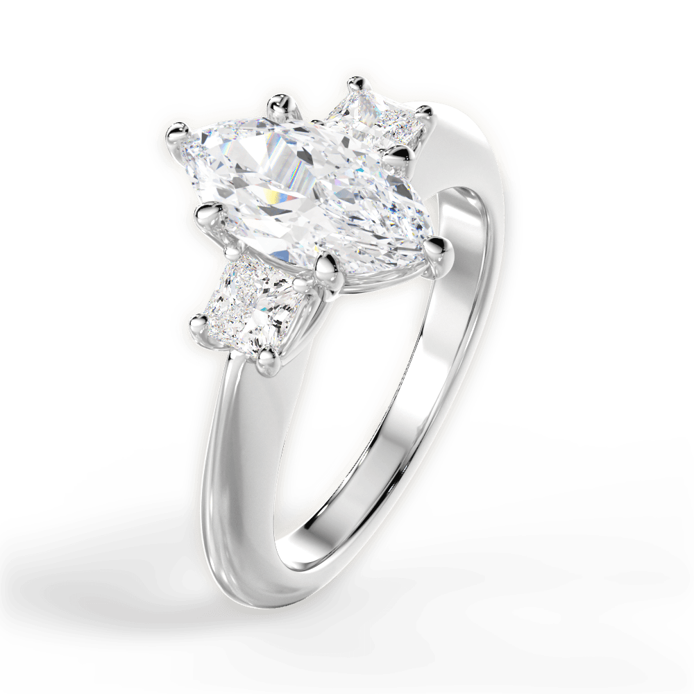 Dorothy Marquise Cut Lab Grown Diamond Platinum Engagement Ring - View 4