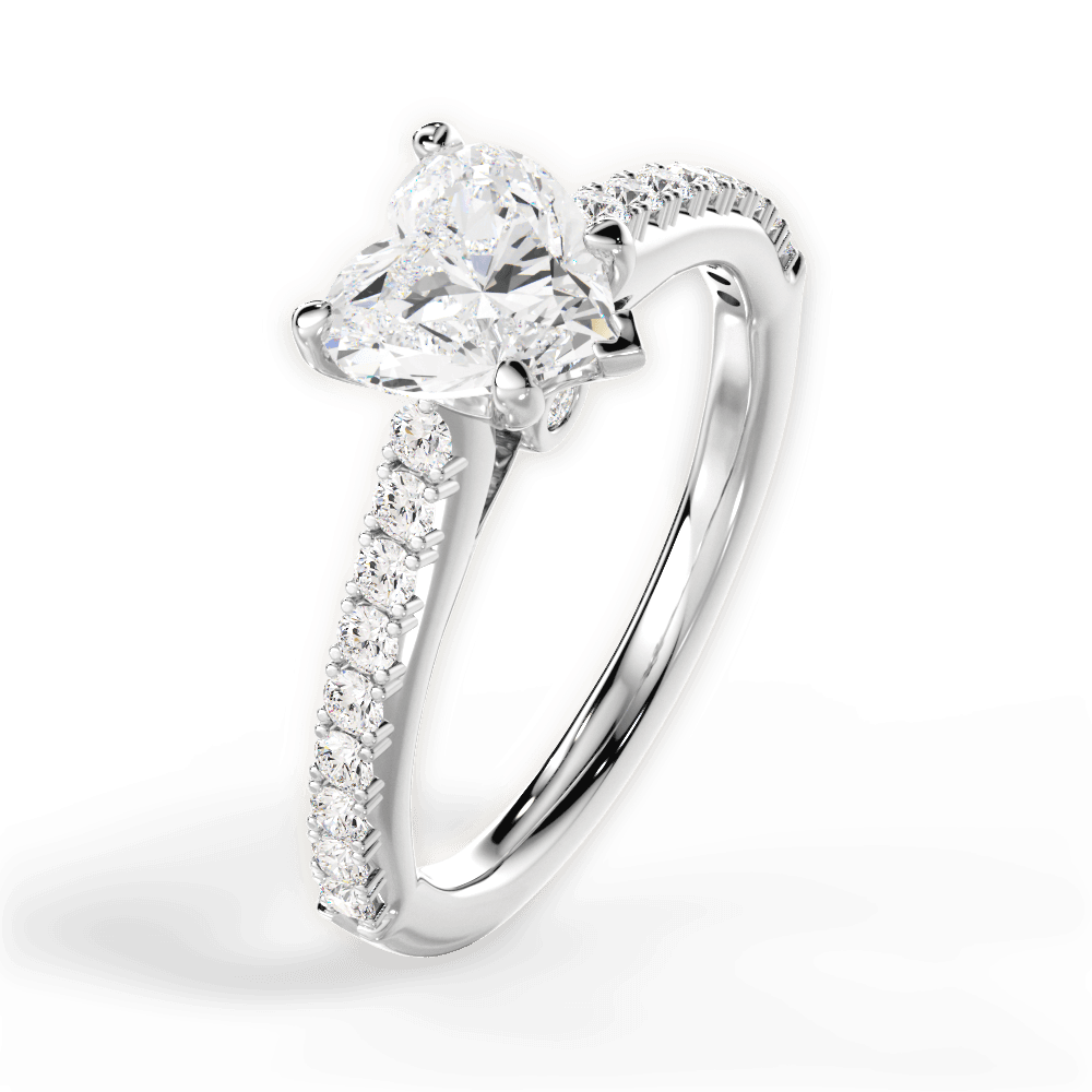 Frances Heart Cut Lab Grown Diamond 14Kt White Gold Engagement Ring - View 4