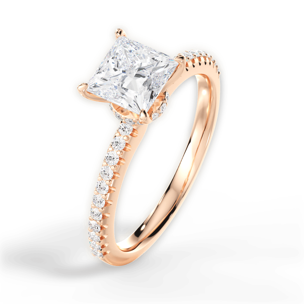 Giselle Princess Cut Lab Grown Diamond 18Kt Rose Gold Engagement Ring - View 3