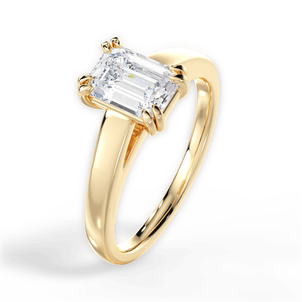 Courtney Emerald Cut Lab Grown Diamond 18Kt Yellow Gold Engagement Ring - View 4