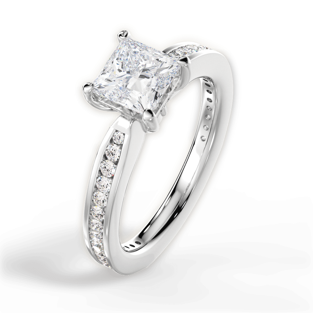Katelyn Princess Cut Lab Grown Diamond 18Kt White Gold Engagement Ring - View 4