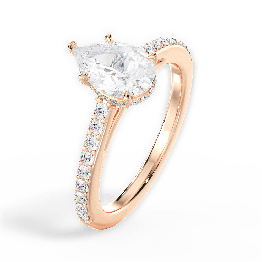 Joan Pear Cut Lab Grown Diamond 18Kt Rose Gold Engagement Ring - View 3
