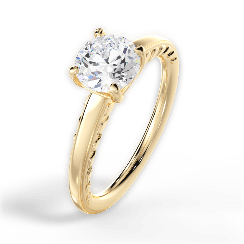 Annette Round Cut Lab Grown Diamond 18Kt Yellow Gold Engagement Ring - View 4