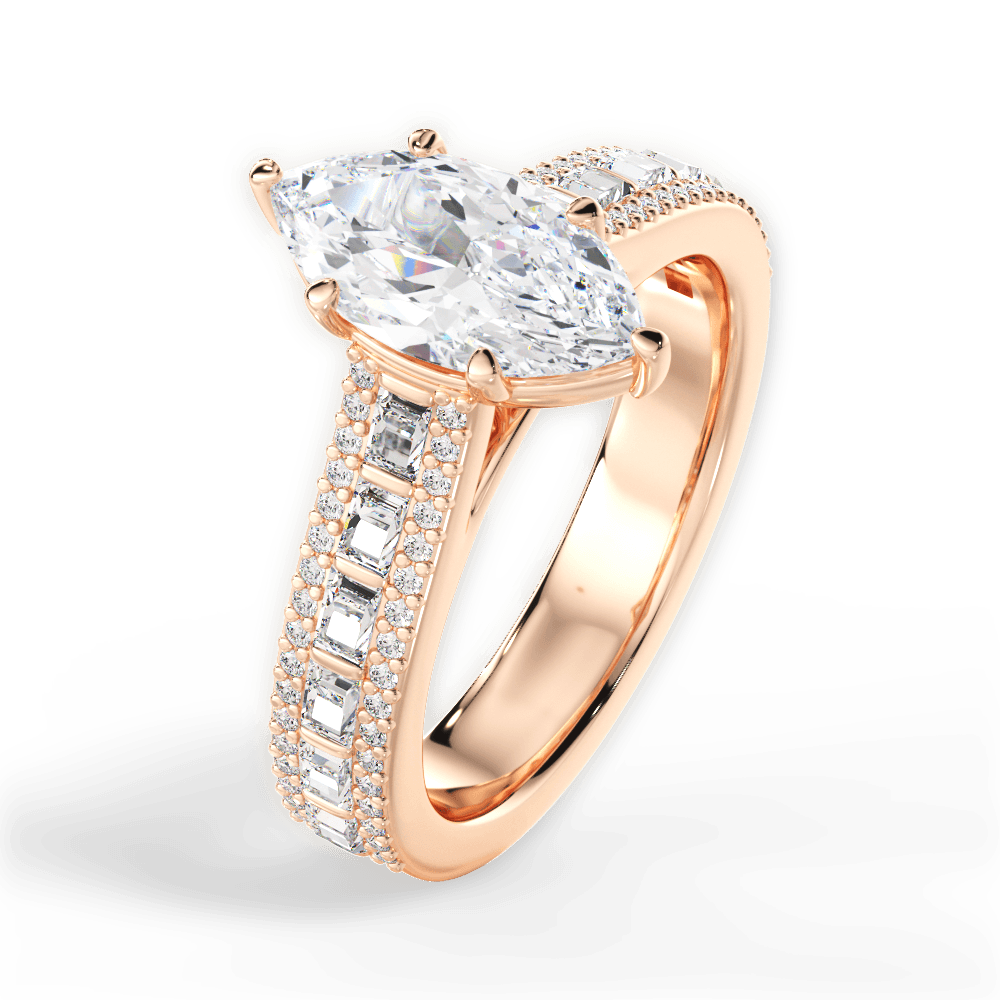 Lynn Marquise Cut Lab Grown Diamond 18Kt Rose Gold Engagement Ring - View 3