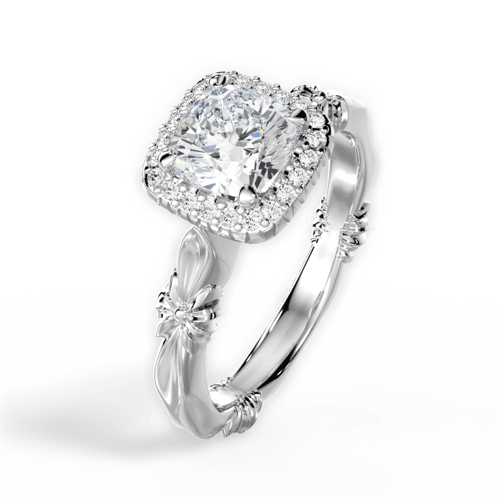 Erica Cushion Cut Lab Grown Diamond 18Kt White Gold Engagement Ring - View 4