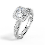 Erica Cushion Cut Lab Grown Diamond Platinum Engagement Ring - View 4