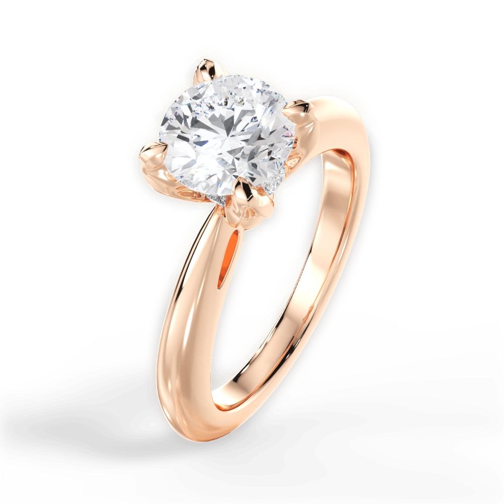 Elaine Round Cut Lab Grown Diamond 18Kt Rose Gold Engagement Ring - View 3