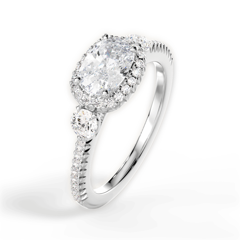 Kara Cushion Cut Lab Grown Diamond Platinum Engagement Ring - View 3