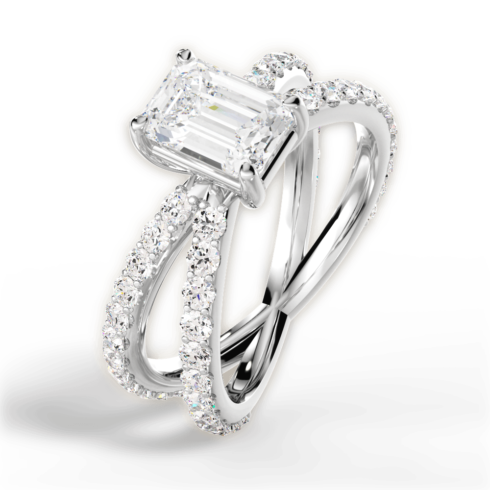 Lauren Emerald Cut Lab Grown Diamond Platinum Engagement Ring - View 3