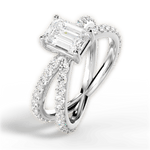 Lauren Emerald Cut Lab Grown Diamond Platinum Engagement Ring - View 3