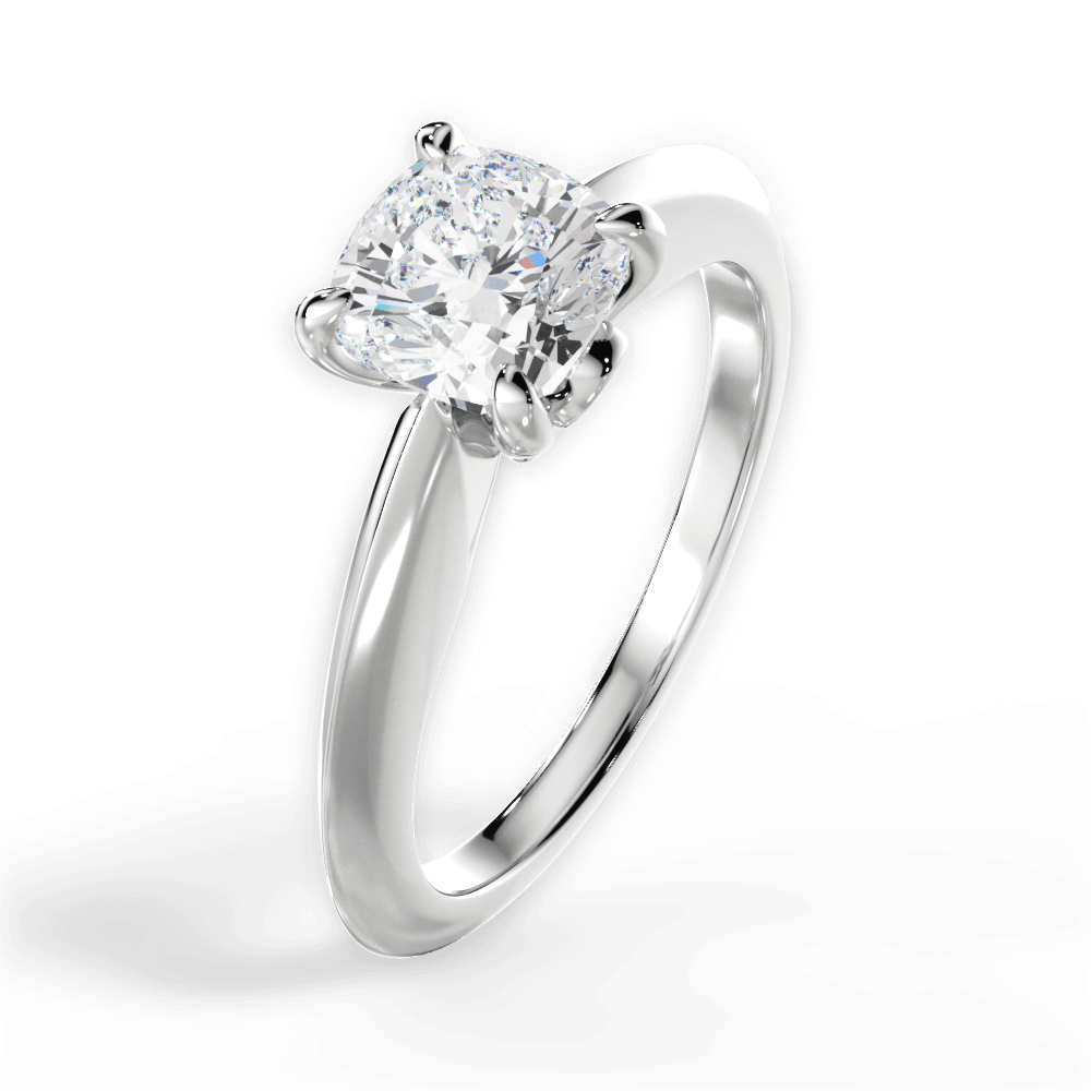 Amanda Cushion Cut Lab Grown Diamond 18Kt White Gold Engagement Ring - View 2