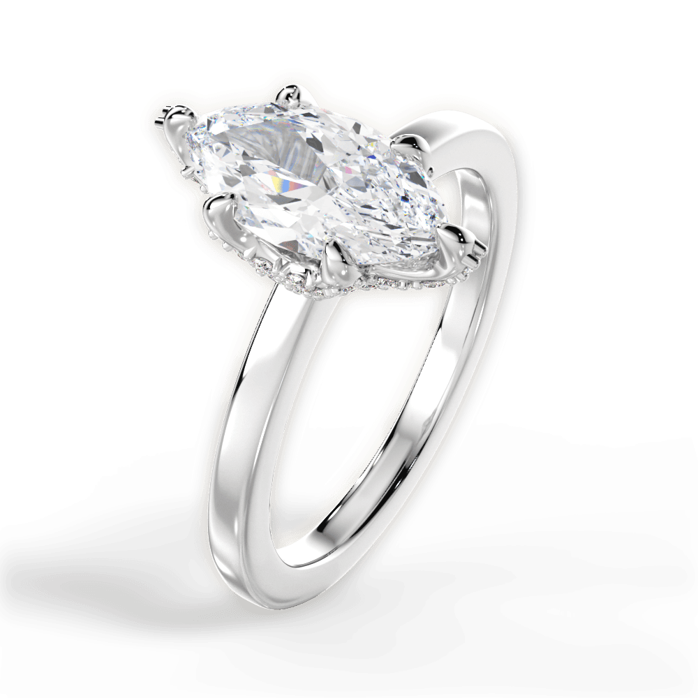Gemma Marquise Cut Lab Grown Diamond 18Kt White Gold Engagement Ring - View 4
