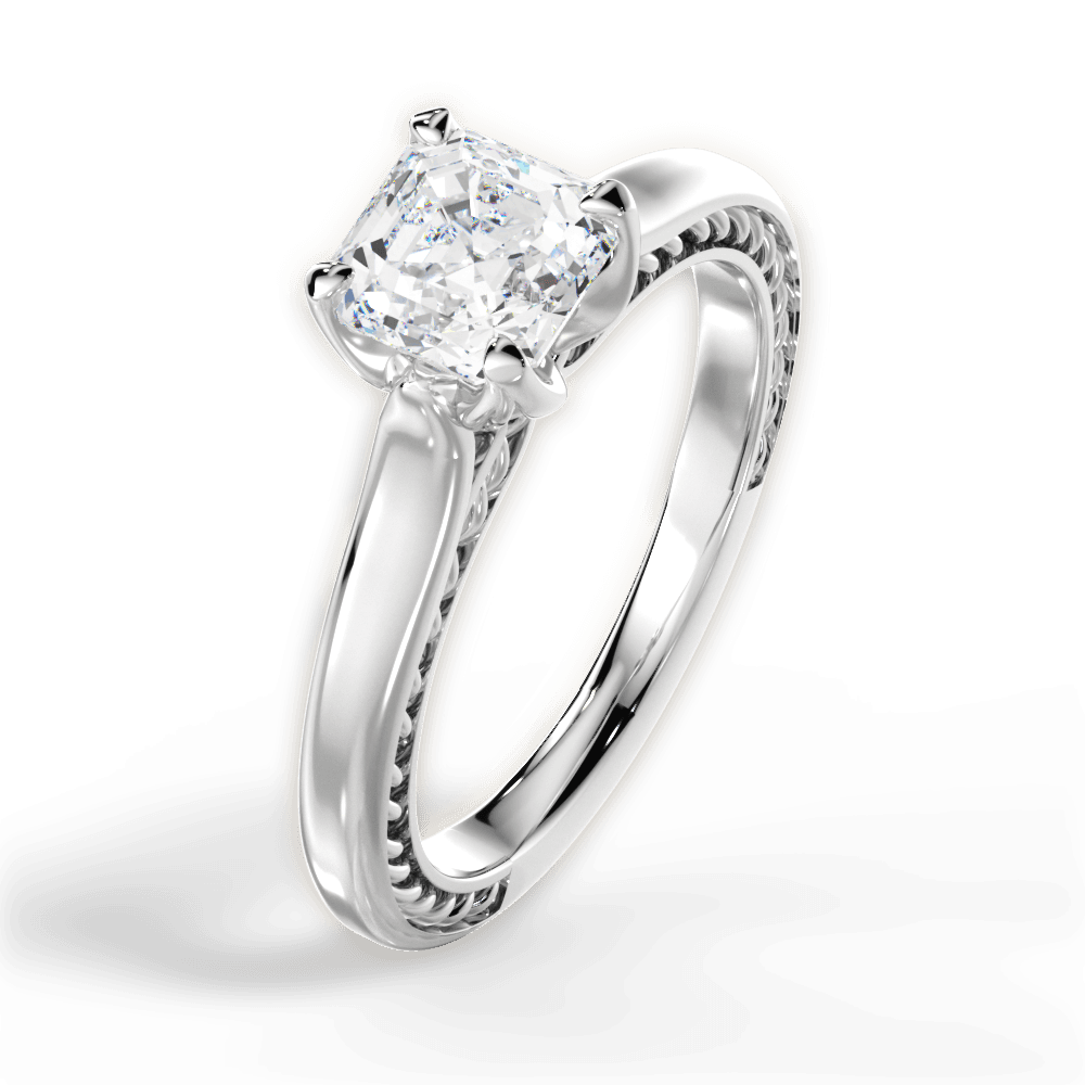 Carrie Asscher Cut Lab Grown Diamond Platinum Engagement Ring - View 3