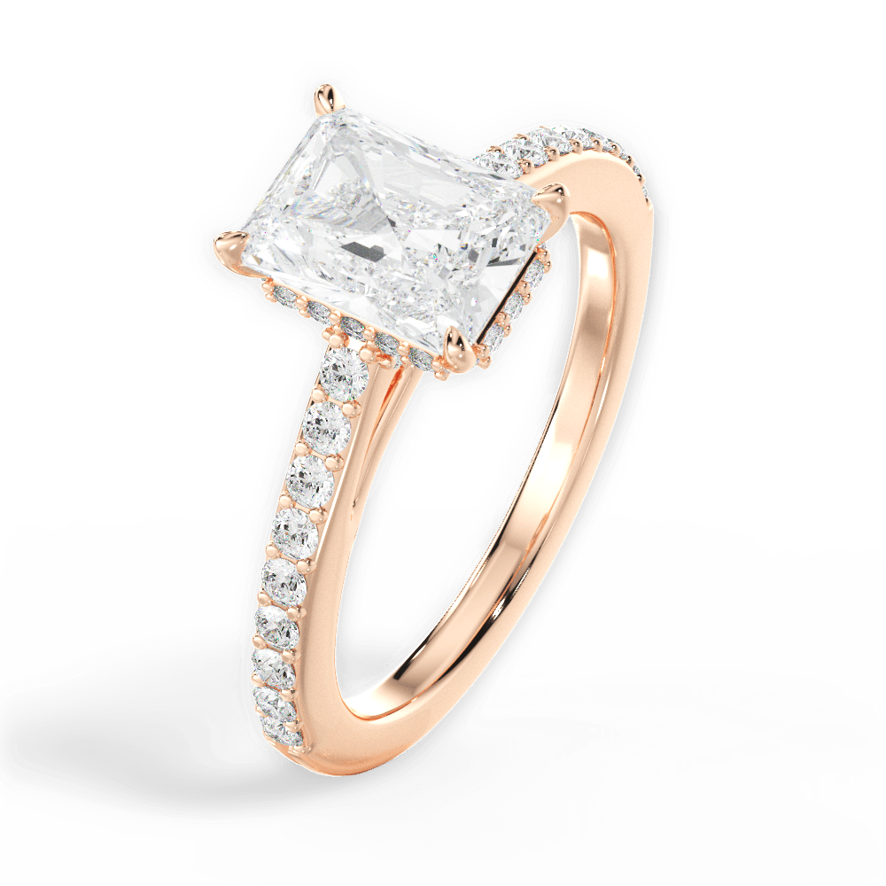 Joan Radiant Cut Lab Grown Diamond 18Kt Rose Gold Engagement Ring - View 3