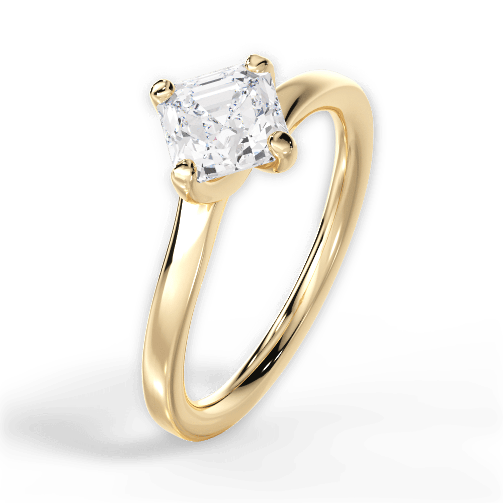 Ashley Asscher Cut Lab Grown Diamond 18Kt Yellow Gold Engagement Ring - View 3