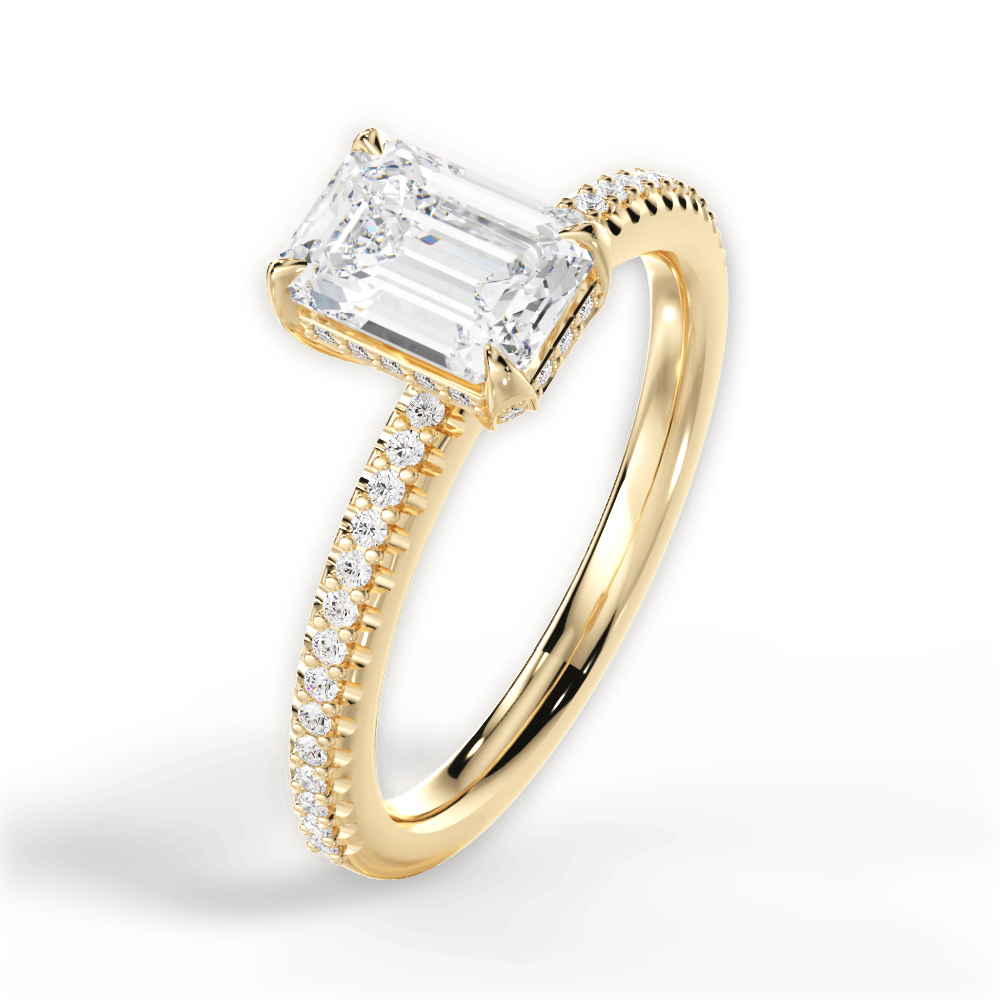 Helen Emerald Cut Lab Grown Diamond 18Kt Yellow Gold Engagement Ring - View 4