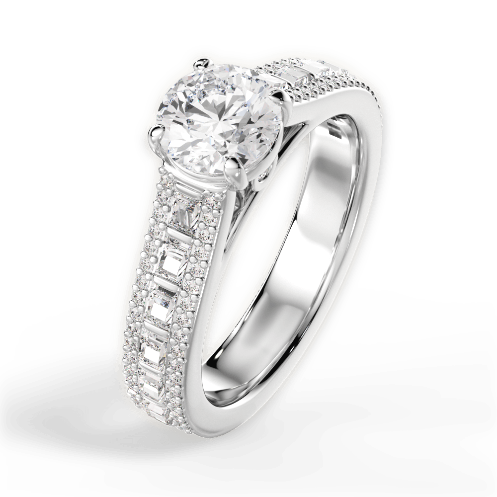 Lynn Round Cut Lab Grown Diamond Platinum Engagement Ring - View 3