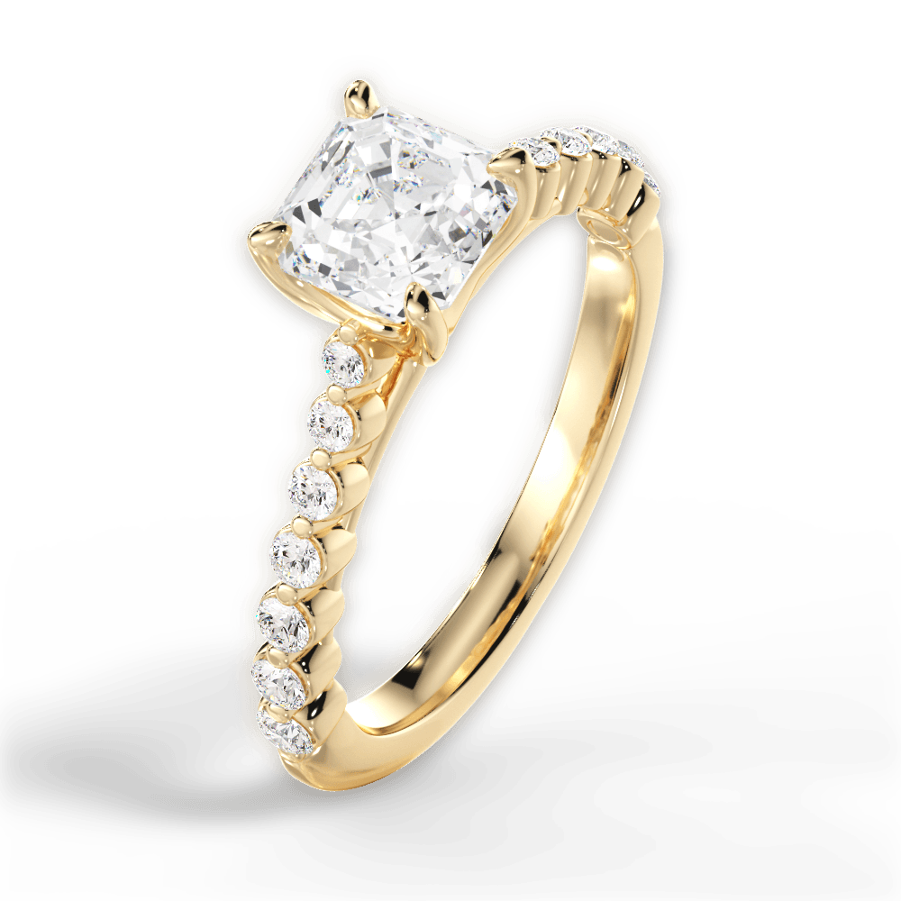 Dana Asscher Cut Lab Grown Diamond 18Kt Yellow Gold Engagement Ring - View 3