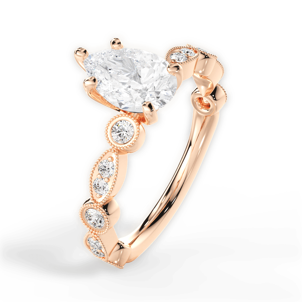 Edith Pear Cut Lab Grown Diamond 18Kt Rose Gold Engagement Ring - View 3
