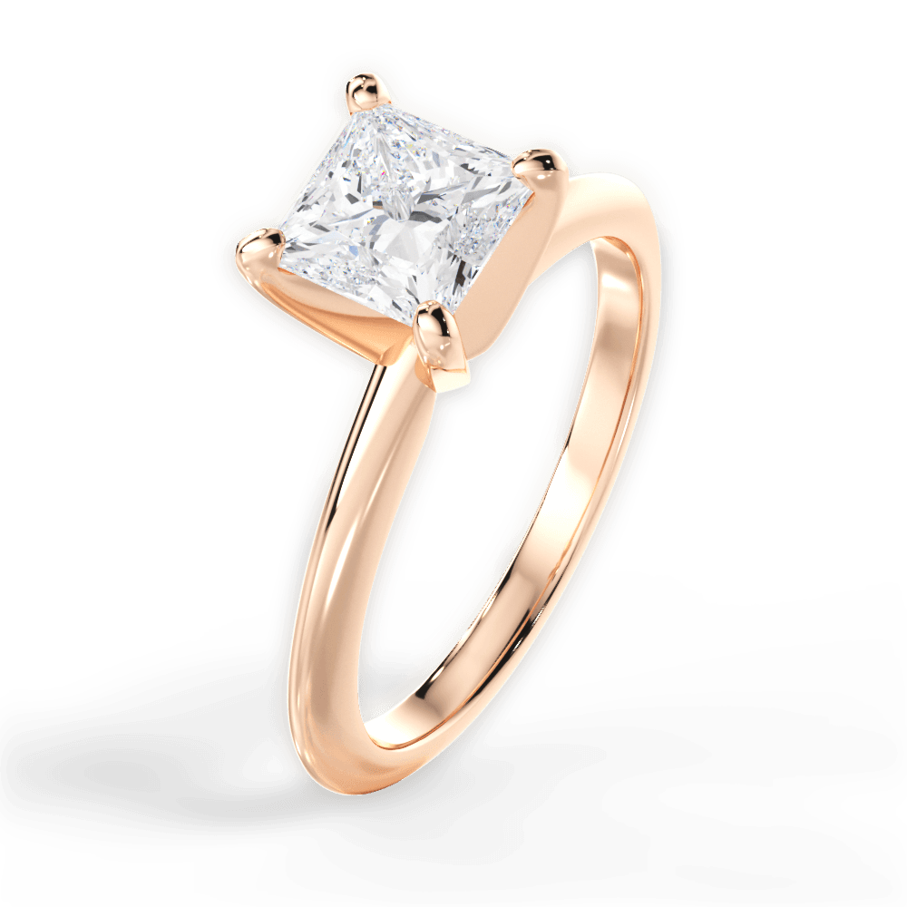 Casey Princess Cut Lab Grown Diamond 18Kt Rose Gold Engagement Ring - View 3