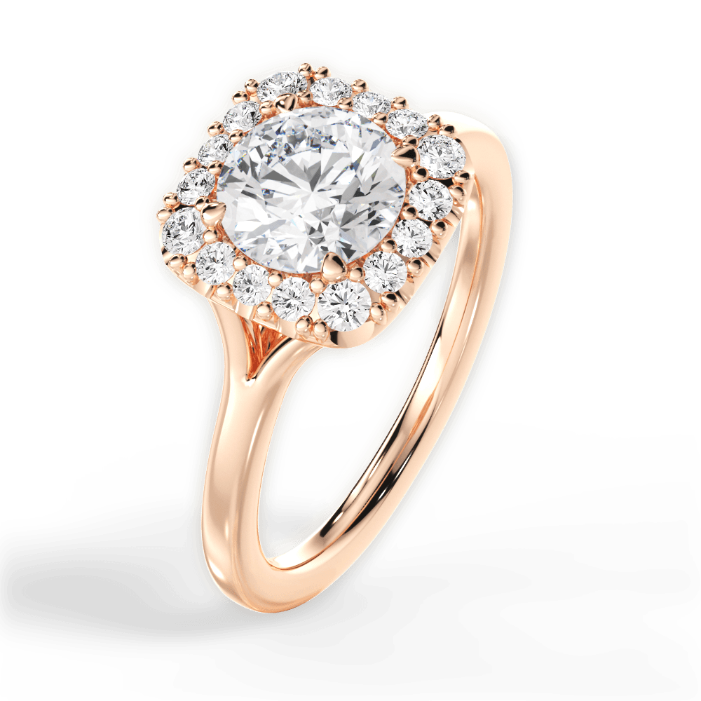 Geneva Round Cut Lab Grown Diamond 18Kt Rose Gold Engagement Ring - View 4
