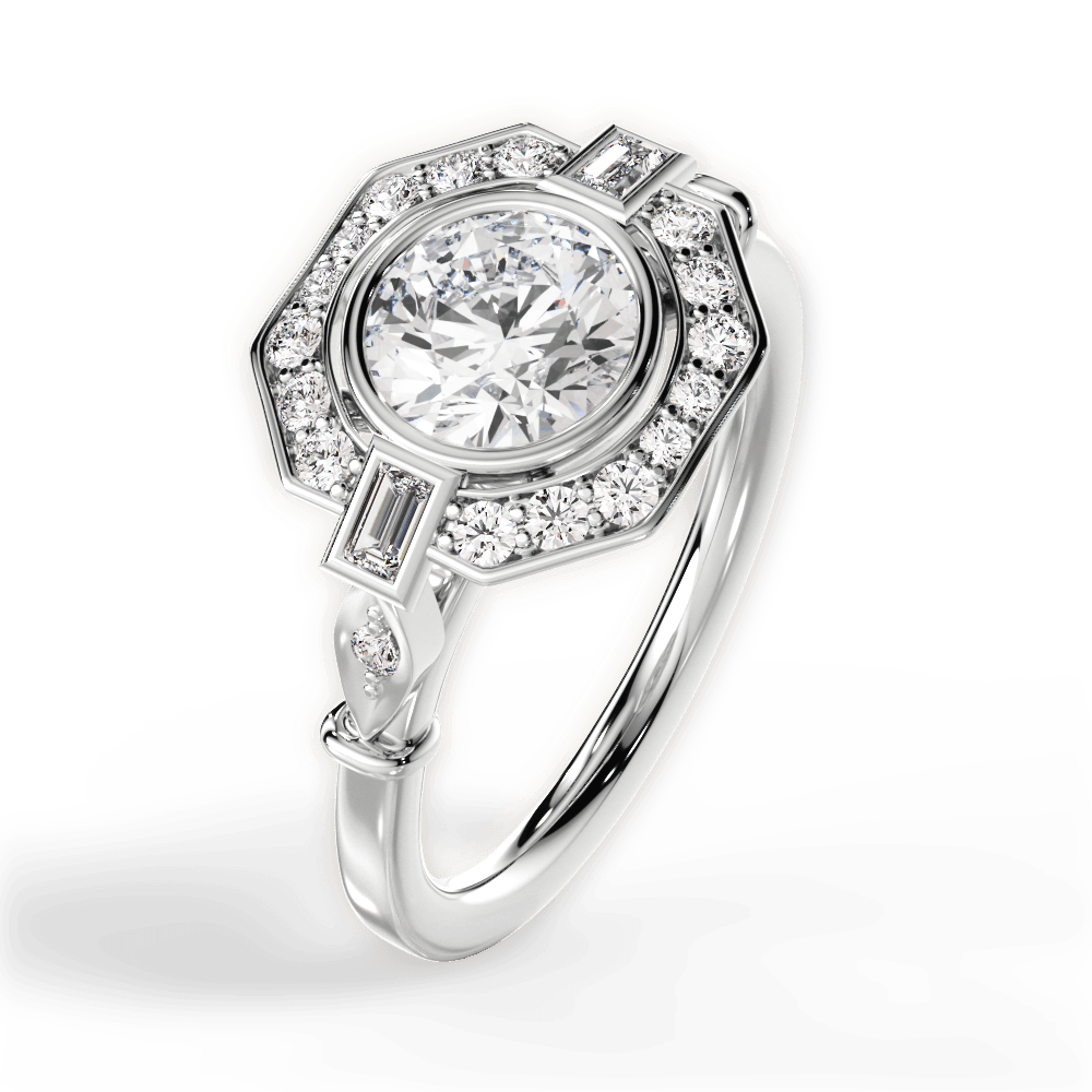 Jenna Round Cut Lab Grown Diamond 14Kt White Gold Engagement Ring - View 2
