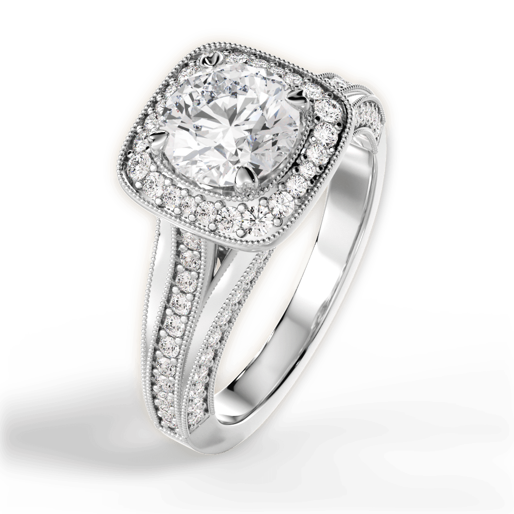 Lillian Round Cut Lab Grown Diamond 14Kt White Gold Engagement Ring - View 2
