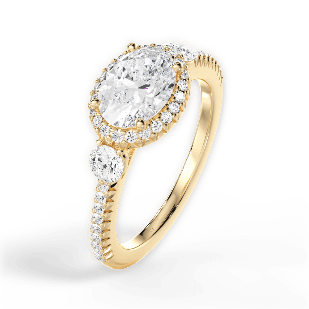 Kara Oval Cut Lab Grown Diamond 18Kt Yellow Gold Engagement Ring - View 3