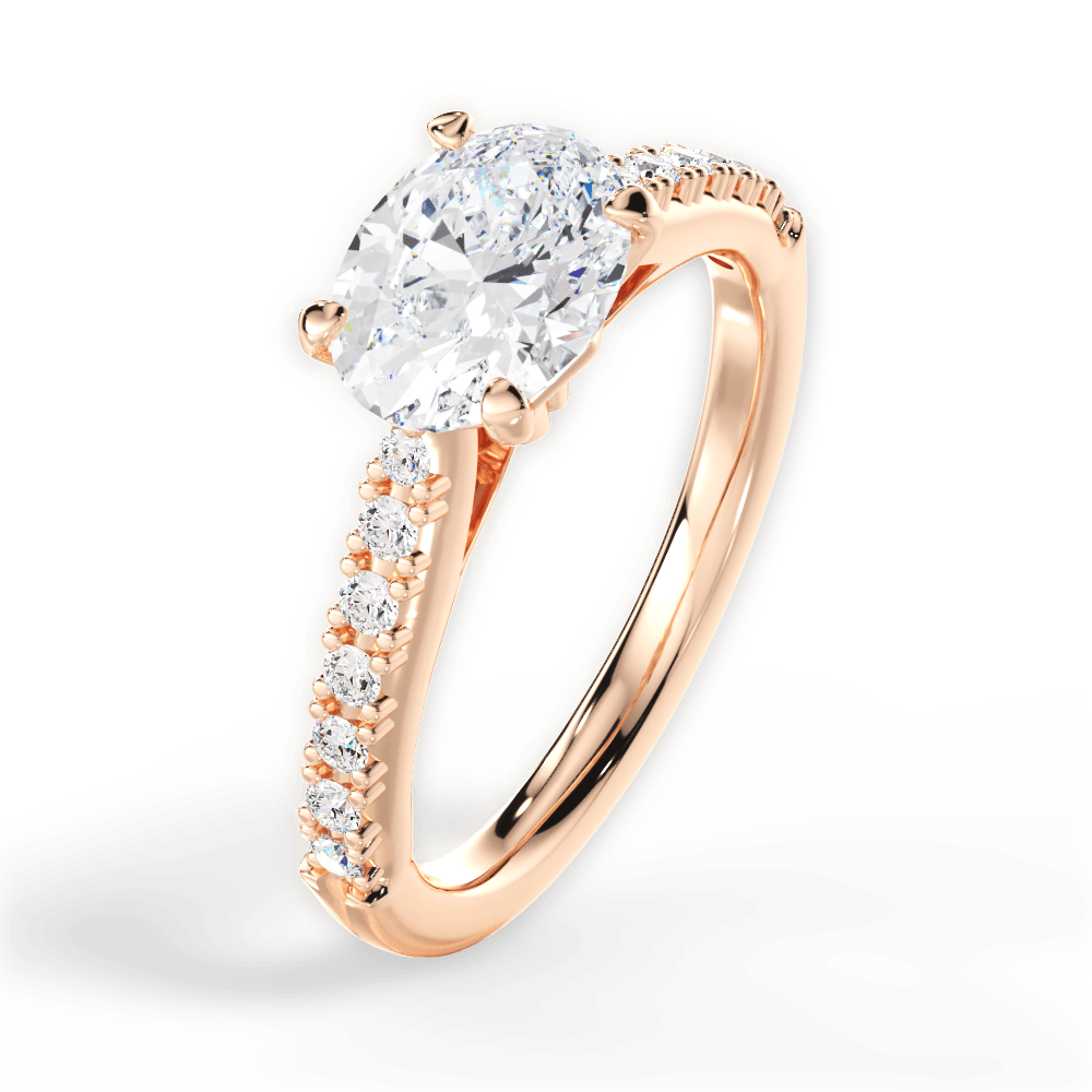 Diane Oval Cut Lab Grown Diamond 18Kt Rose Gold Engagement Ring - View 3
