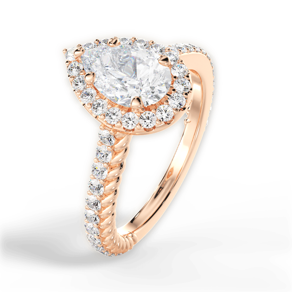 Kim Pear Cut Lab Grown Diamond 18Kt Rose Gold Engagement Ring - View 2