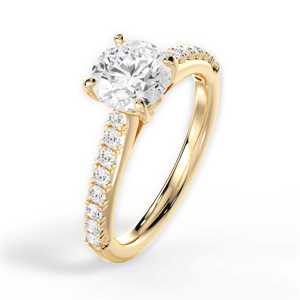 Elizabeth Round Cut Lab Grown Diamond 18Kt Yellow Gold Engagement Ring - View 4