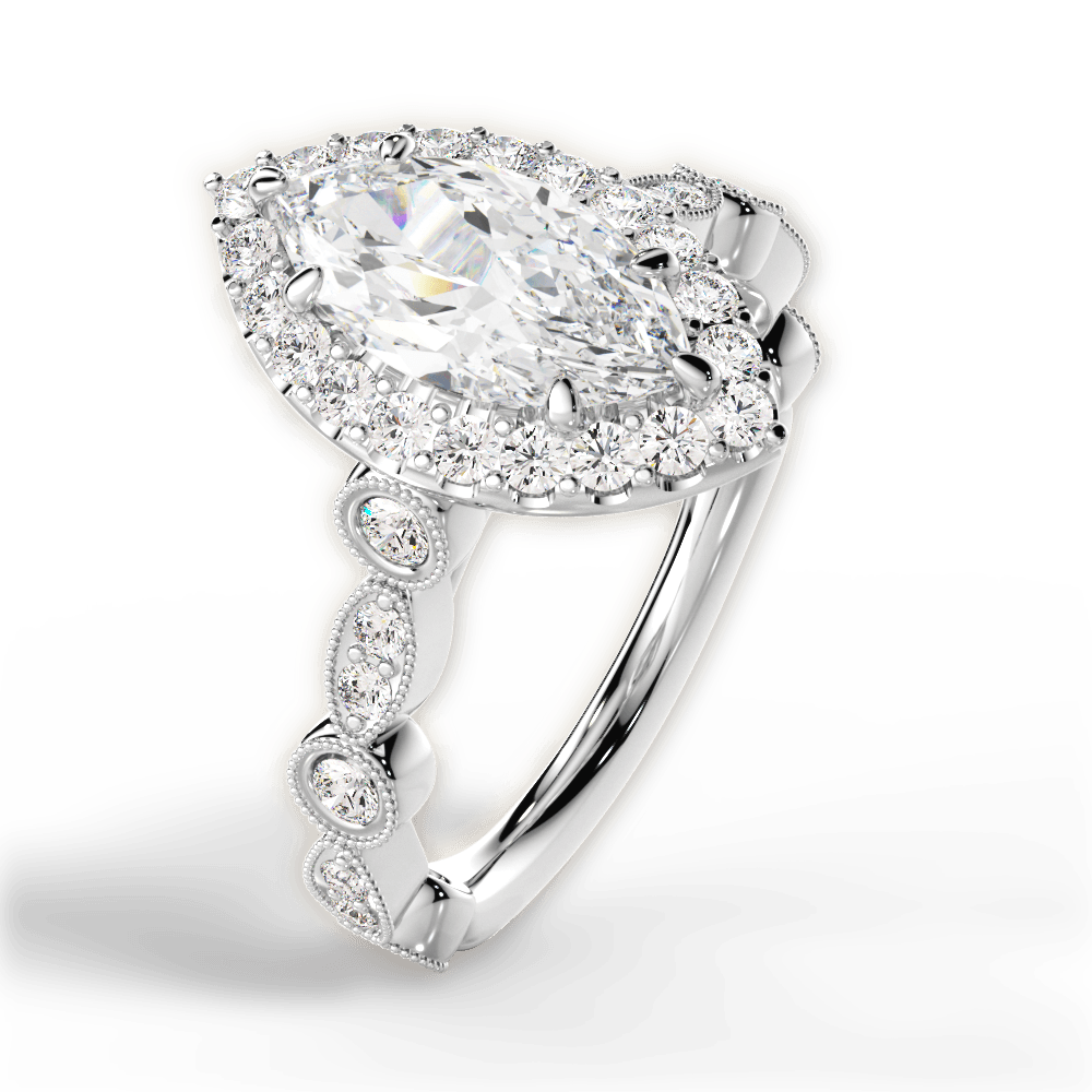 Irene Marquise Cut Lab Grown Diamond Platinum Engagement Ring - View 3