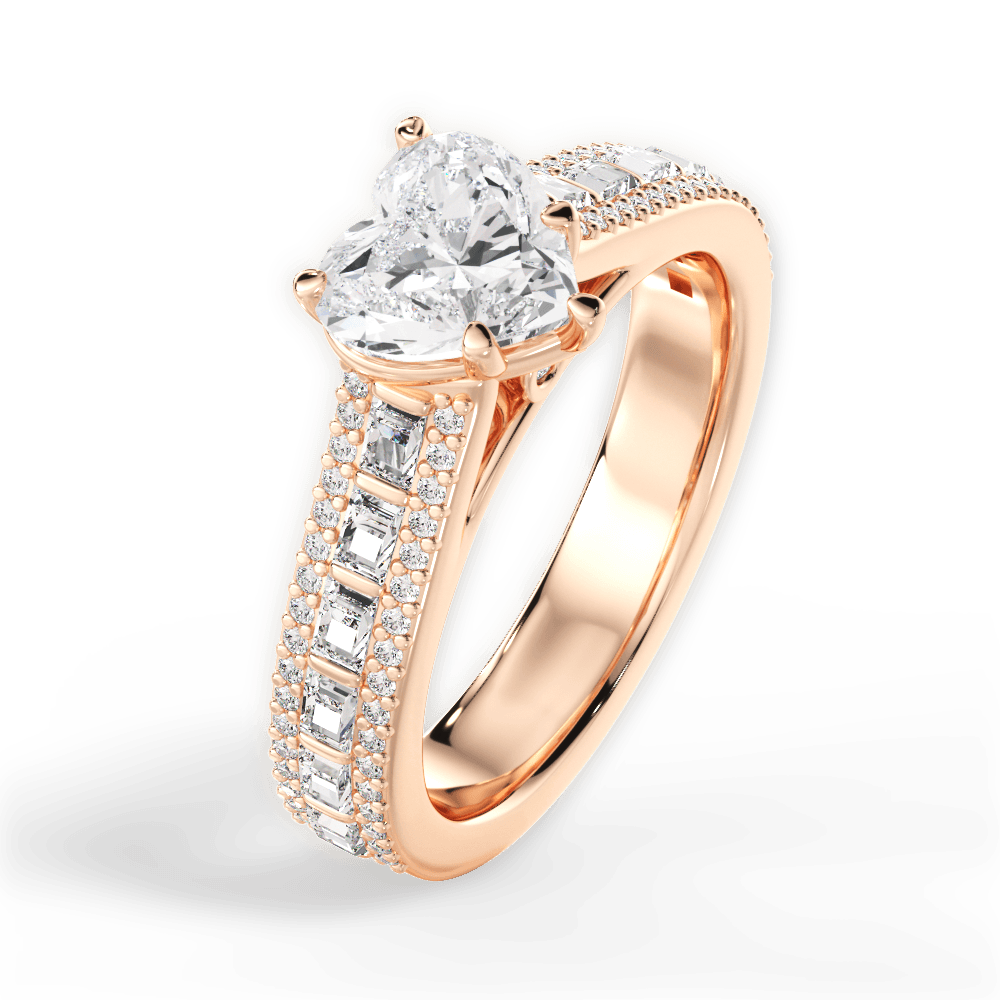 Lynn Heart Cut Lab Grown Diamond 18Kt Rose Gold Engagement Ring - View 2