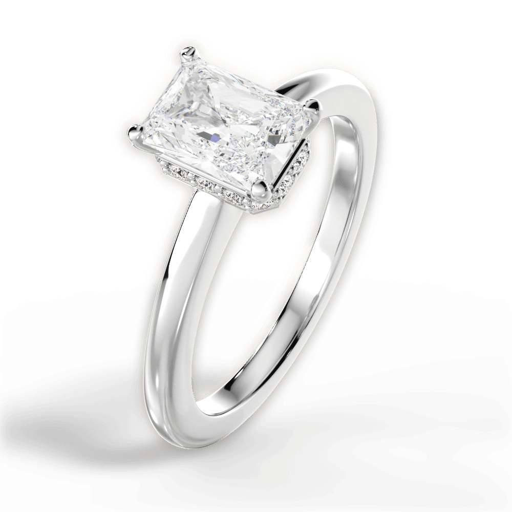 Brianna Radiant Cut Lab Grown Diamond 18Kt White Gold Engagement Ring - View 2