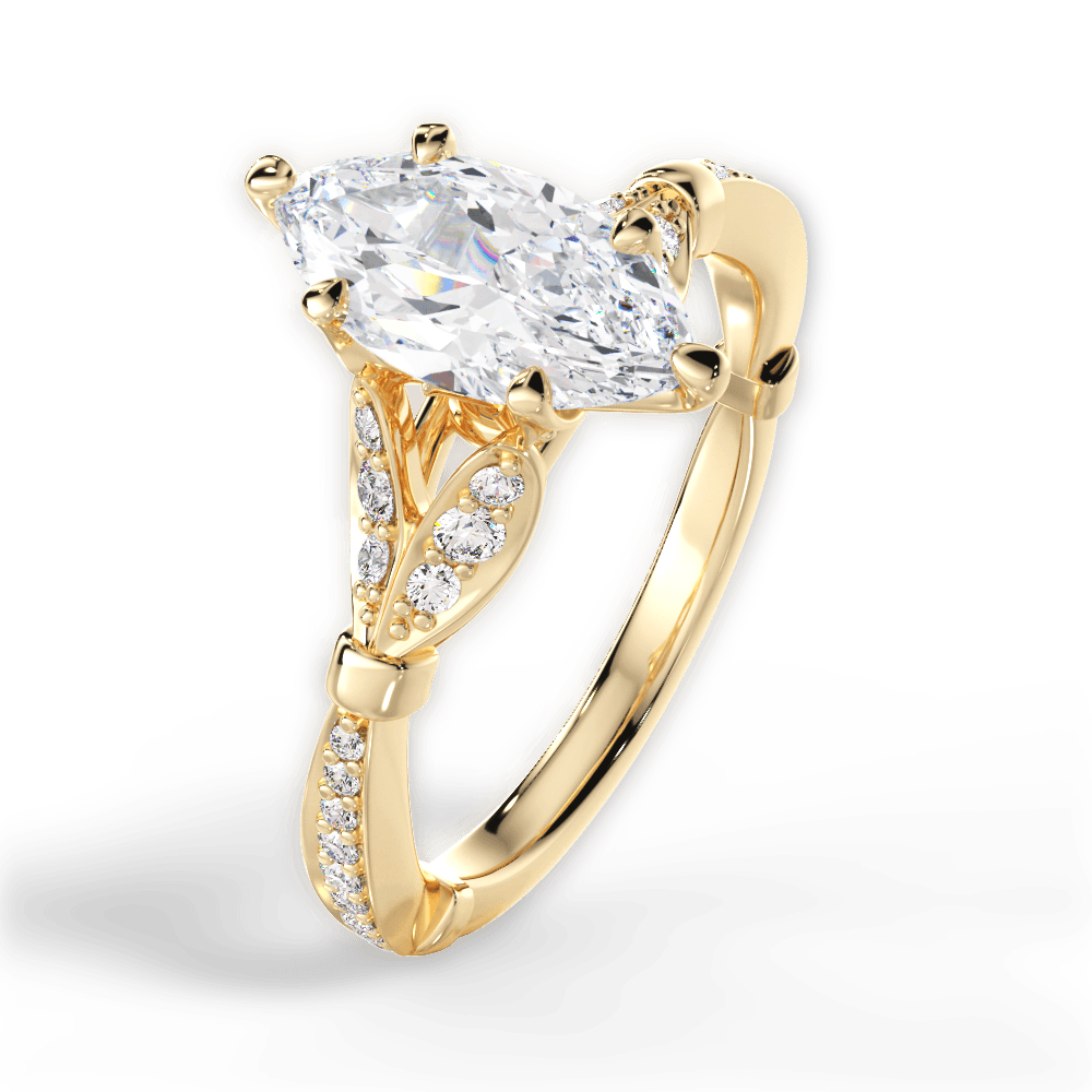 Geraldine Marquise Cut Lab Grown Diamond 18Kt Yellow Gold Engagement Ring - View 3