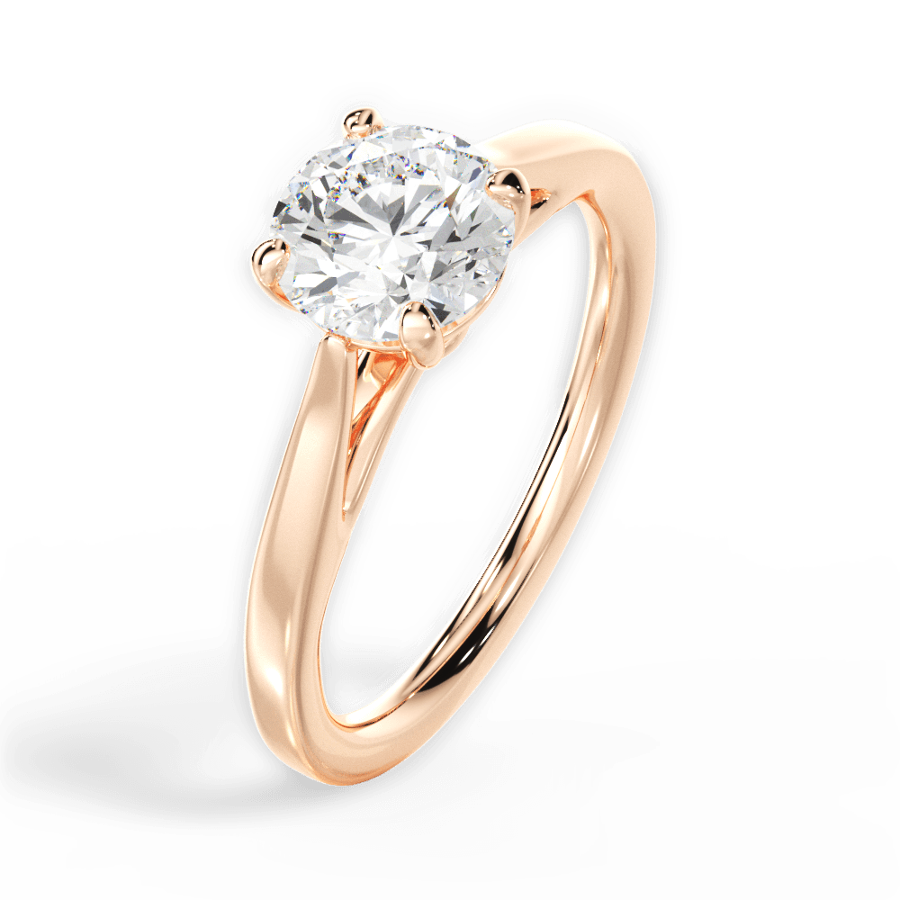 Angie Round Cut Lab Grown Diamond 18Kt Rose Gold Engagement Ring - View 3